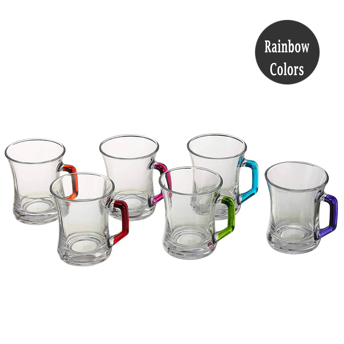 Zen Glass Coffee Mug Set with Colorful Handle, 7.6 oz