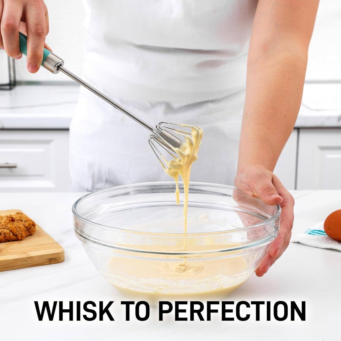 Z-TRA-RTY-WSK-SS Traditional Rotary Push Whisk - Egg Beater: Silver Steel