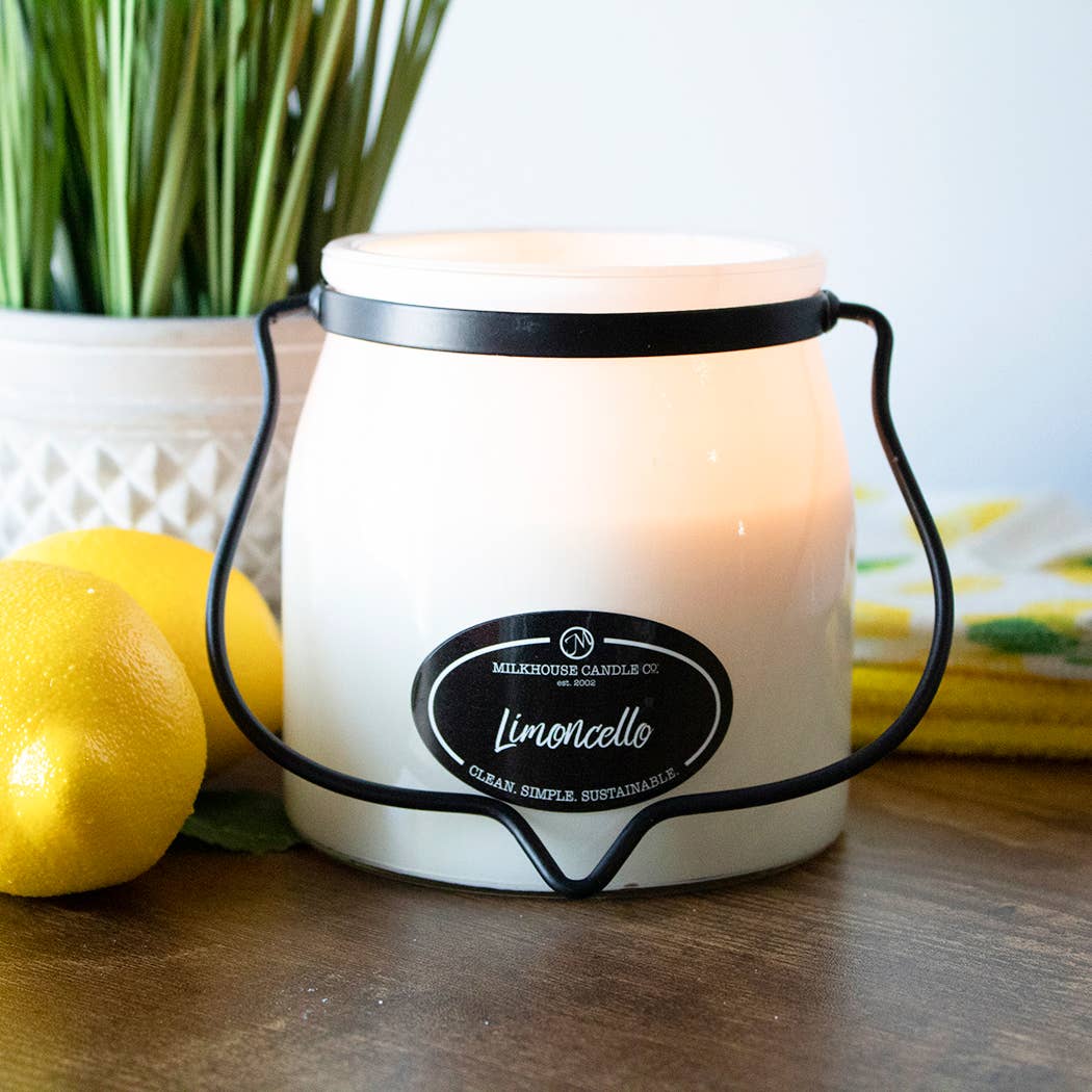 16 oz Butter Jar Soy Candle: Limoncello, by Milkhouse