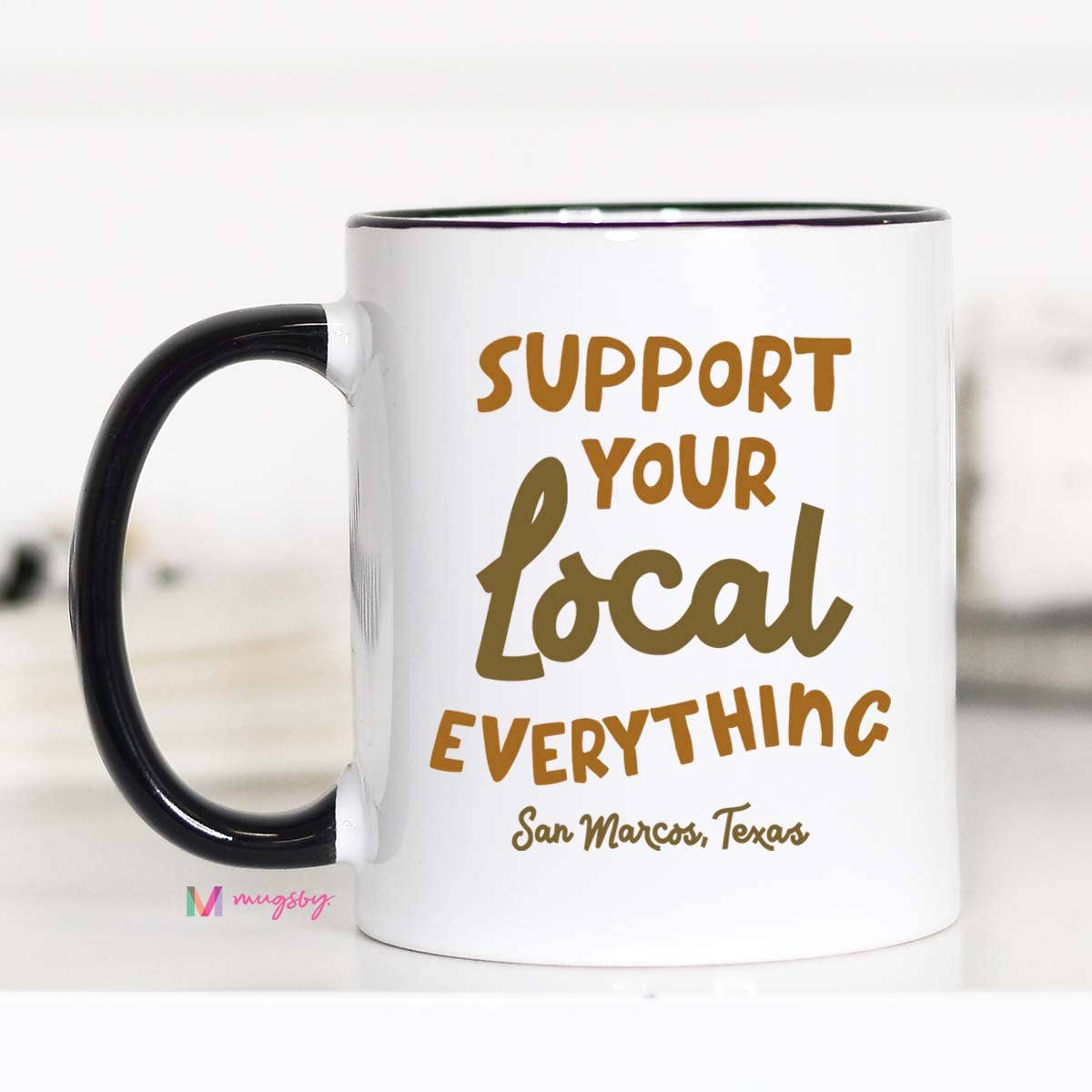 Retro Support Your Local Everything Personalized Mug, City: All White / 11oz