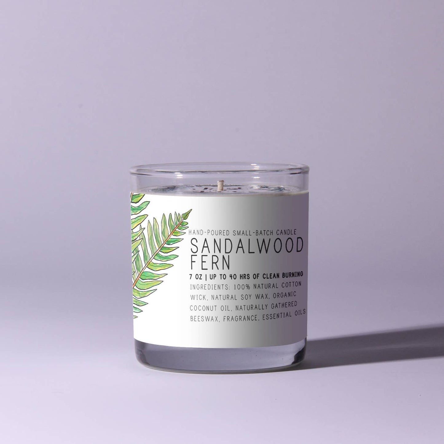 Sandalwood Fern - Just Bee Candles: 7 oz (up to 40 hrs of clean burning)