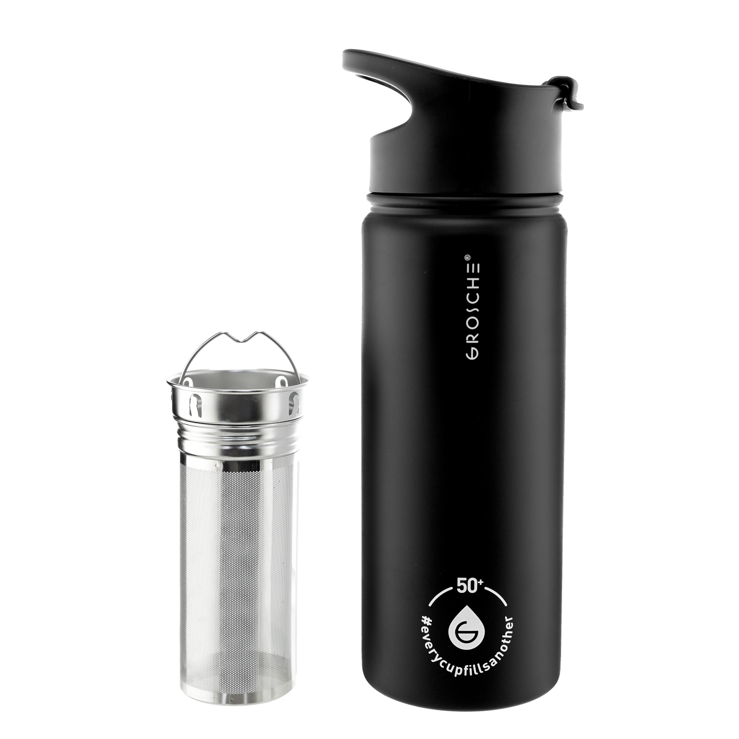GROSCHE CHICAGO STEEL 16oz. Coffee & Tea Infuser Flask: Slate Blue