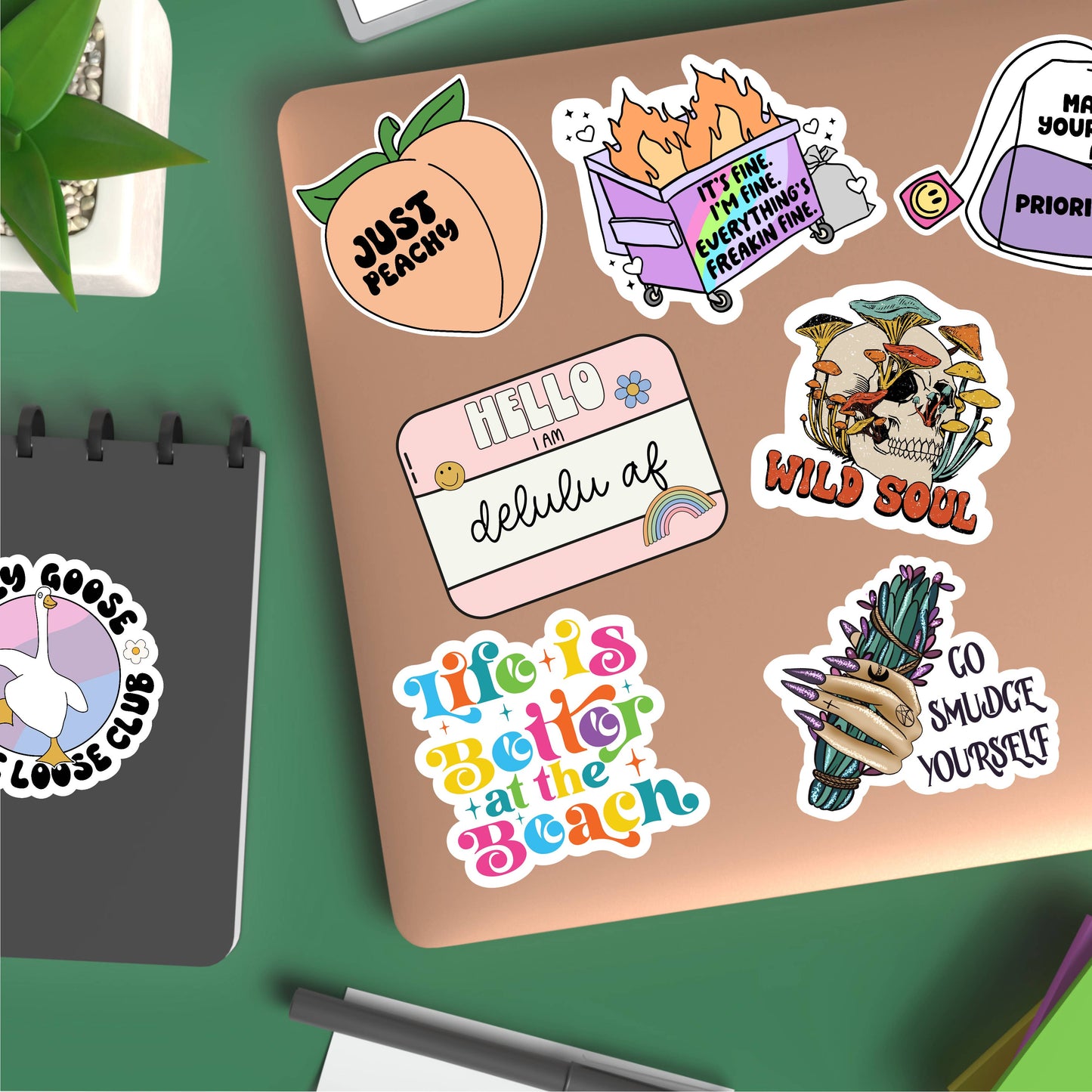 Dear Santa just bring wine, funny Christmas stickers: Loose
