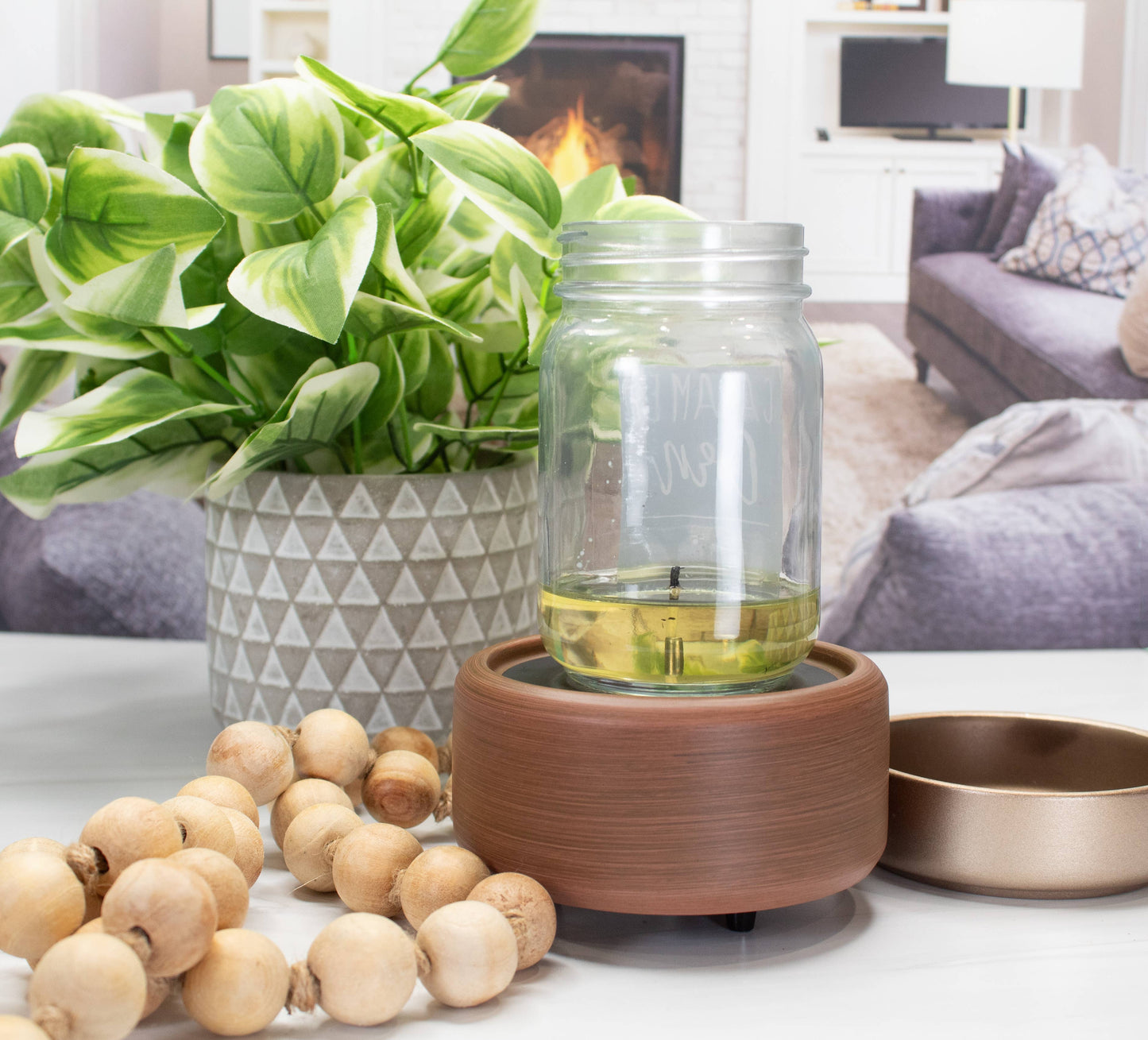 Pewter & Walnut 2-in-1 Tabletop Wax Melter