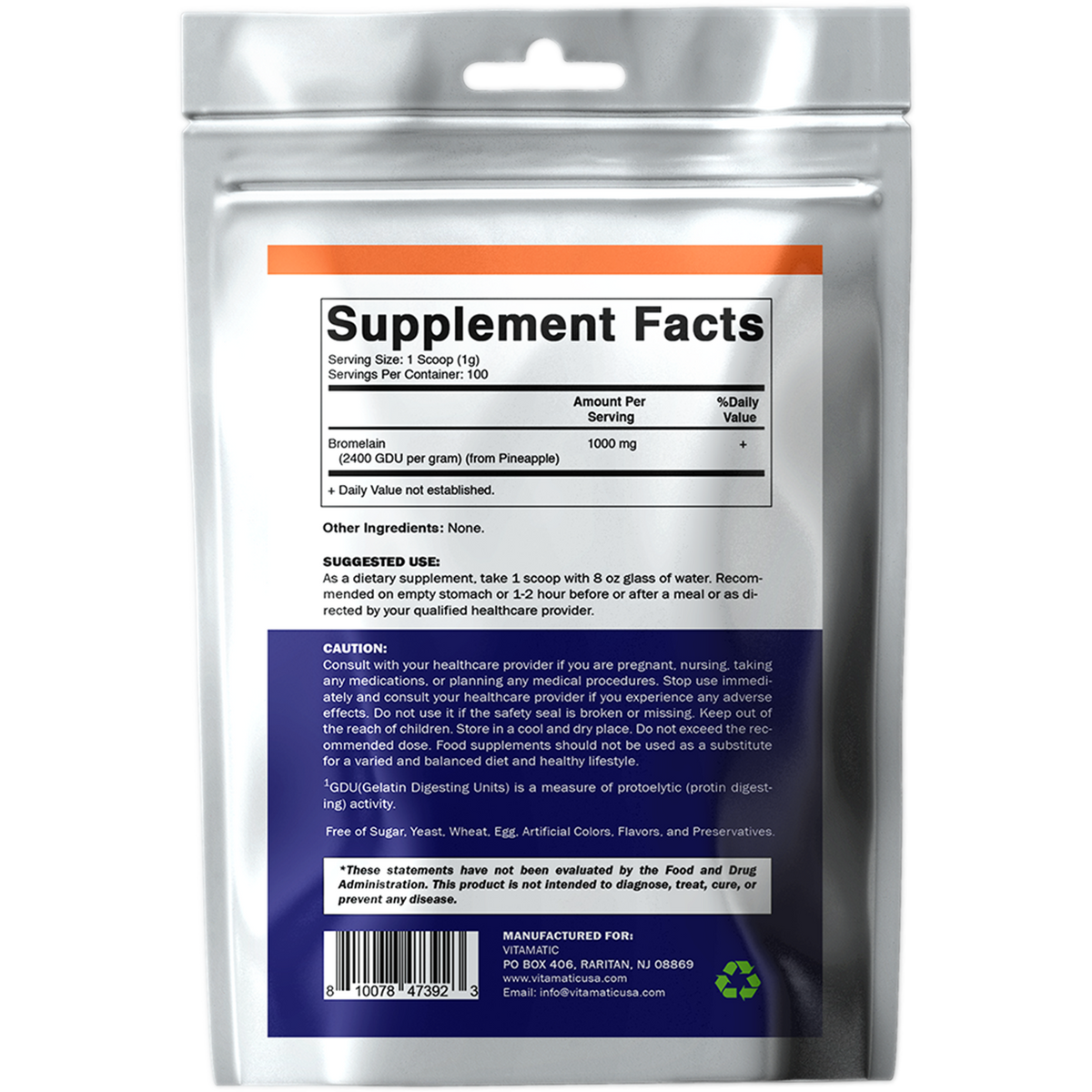 Vitamatic Bromelain Powder | Digestive Enzyme | 100g