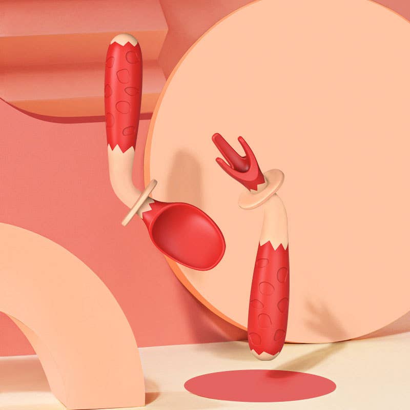 2-pack Baby Utensils Spoon Fork Set Easy Grip Bendable: Green / One Size