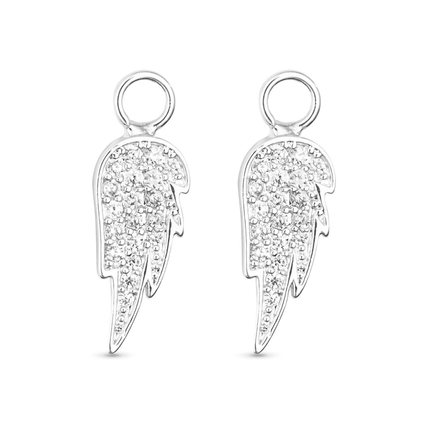 CZ Angel Wing Earring Charm - Silver