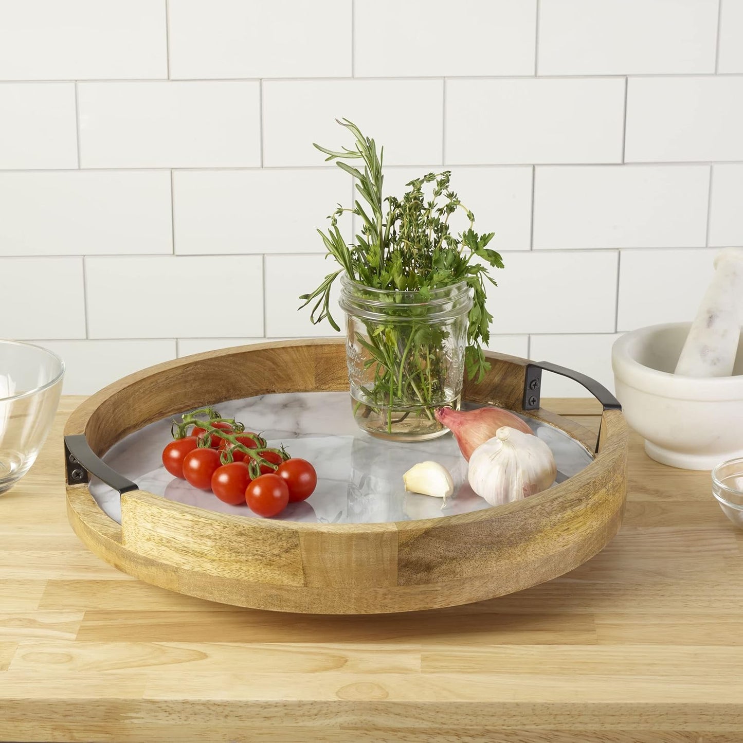 Gourmet Basics Gray Marble Lazy Susan