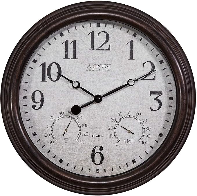 Wall Clock Analog 15IN W/ Temperature and Humidity