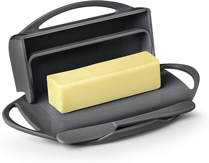 Butterie Flip-Top Butter Dish with Matching Spreader (Grey)