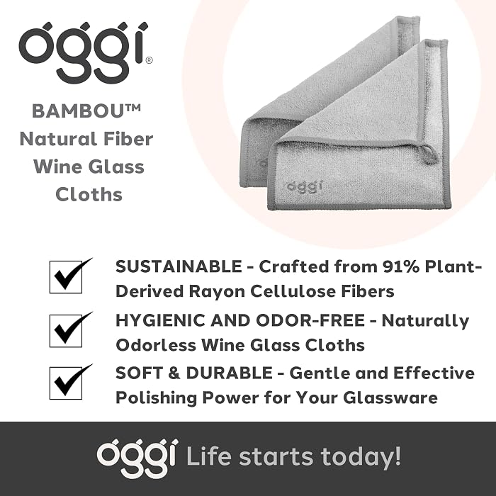 Oggi Bambou Wine Glass Polishing Cloths - Natural Wine Polishing Cloth