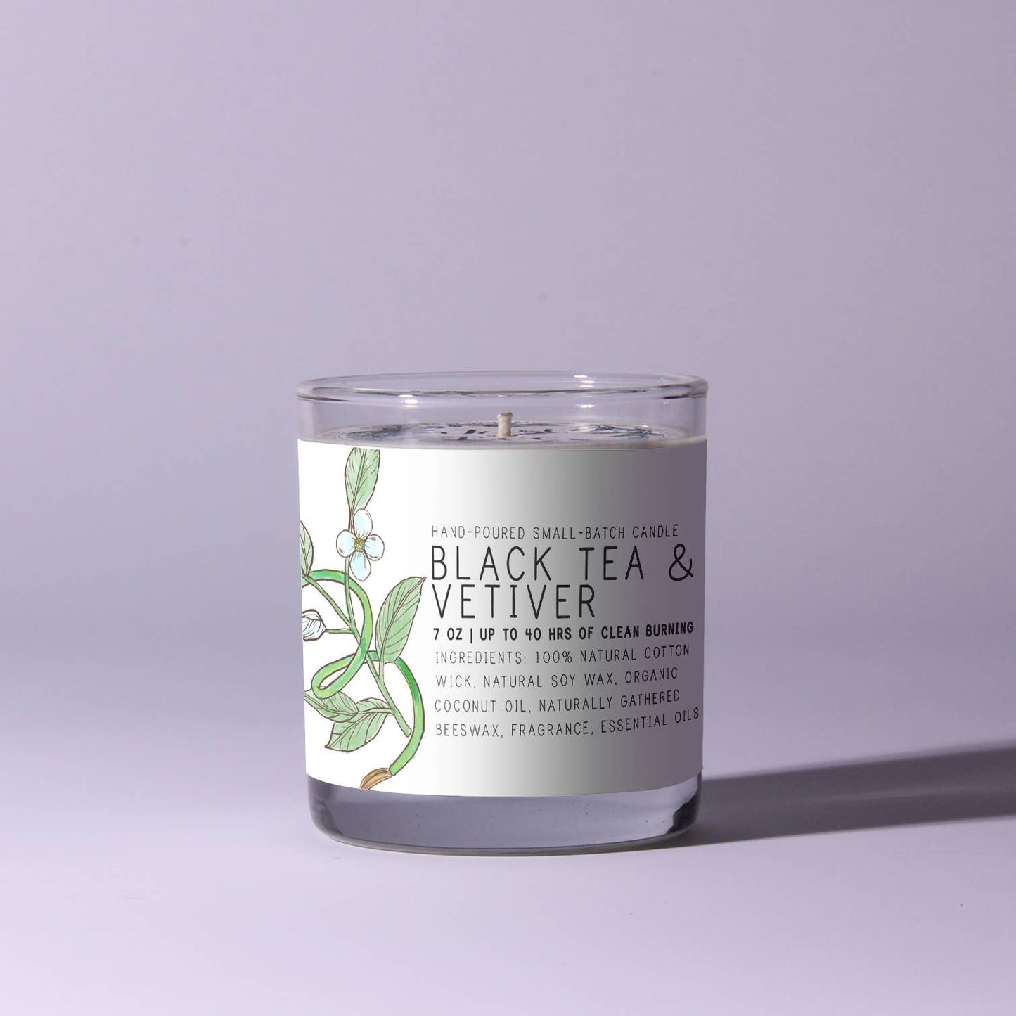 Black Tea Vetiver - Just Bee Candles: 7 oz (up to 40 hrs of clean burning)