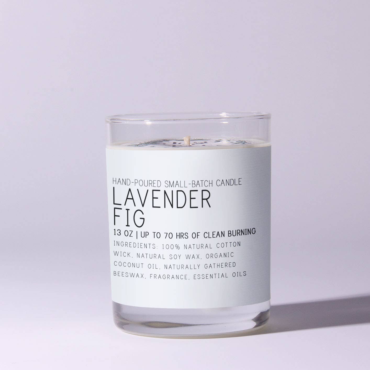 Lavender Fig - Just Bee Candles: 7 oz (up to 40 hrs of clean burning)