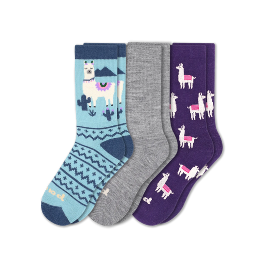 Women's Crew Pacas Socks: ALPACA/Nightshade & PLACED ALPACA/Teal - Medium / Large (US: 8.5 - 11.5+)