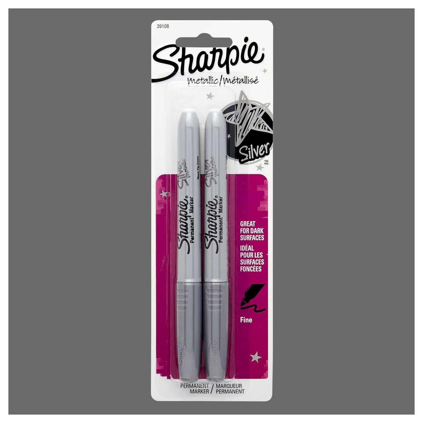 SHARPIE FINE POINT 2PK SILVER