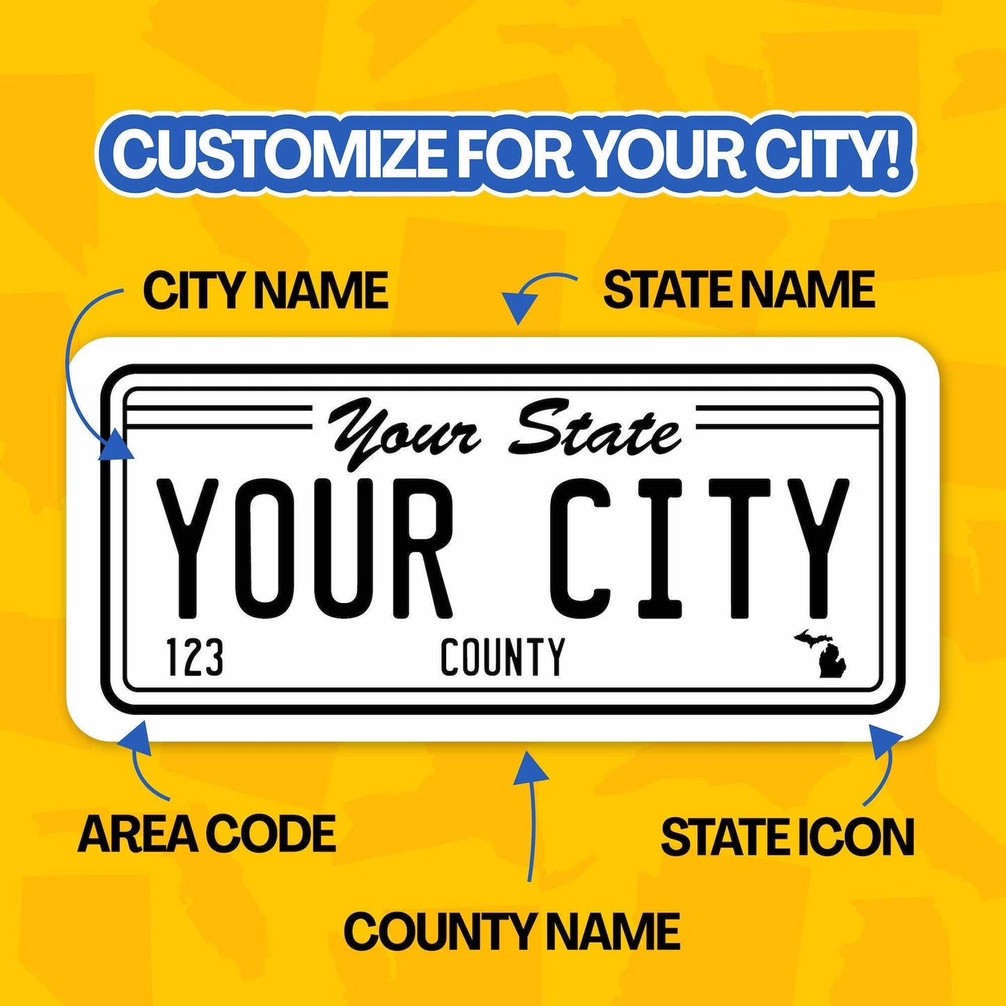Customizable City and State Vinyl Sticker