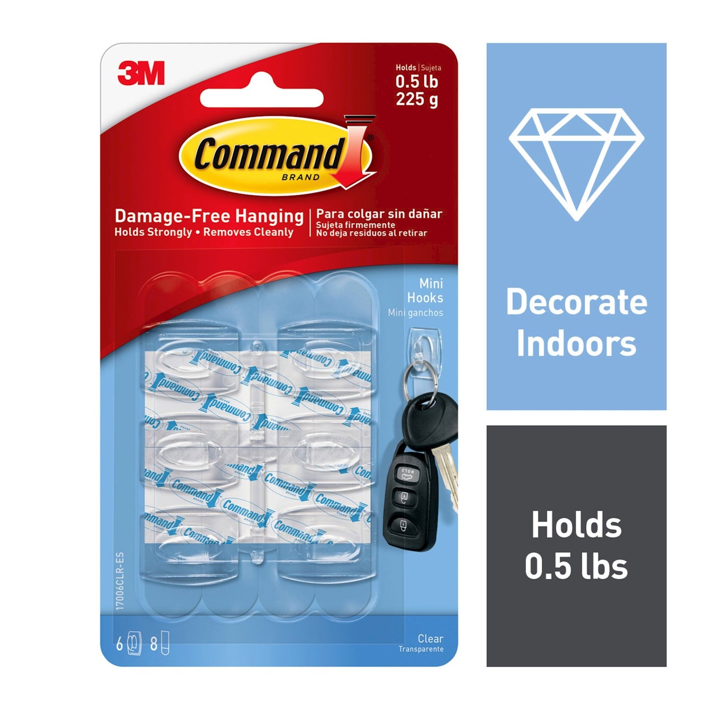 COMMAND MINI CLEAR HOOKS 6CT