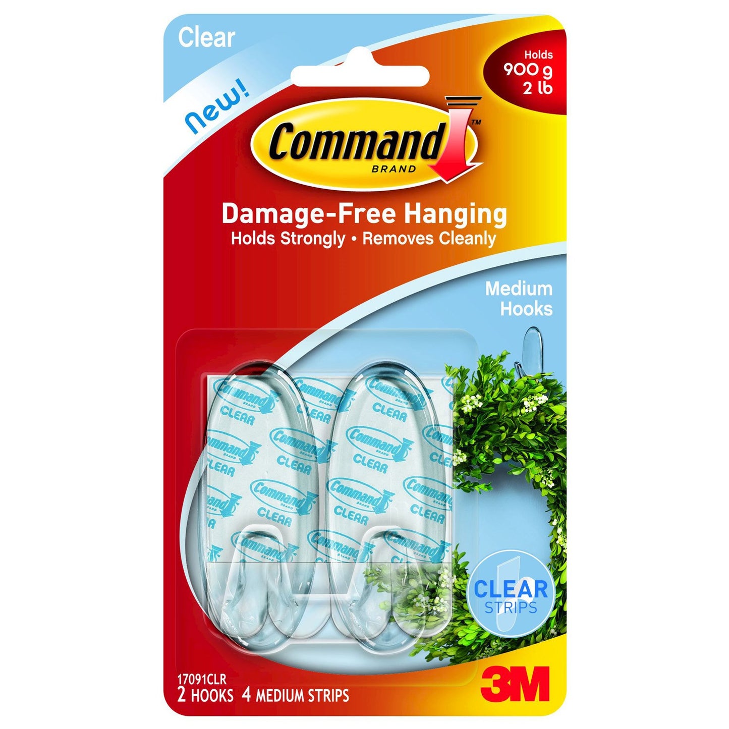 COMMAND HOOK MED CLEAR 2CT