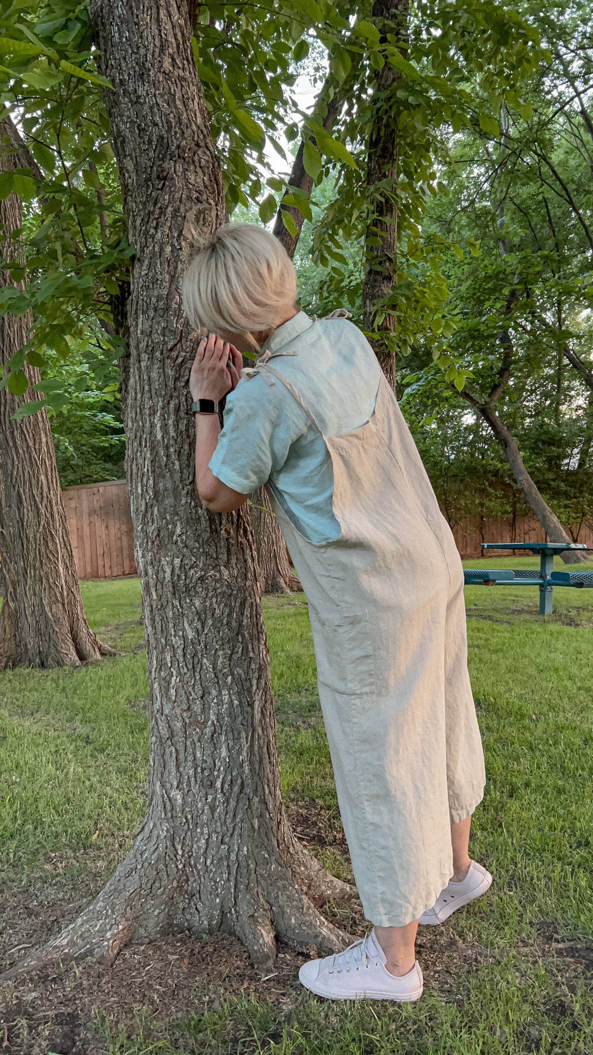 Linen Romper, Jumpsuit, Jumper: Small / Natural