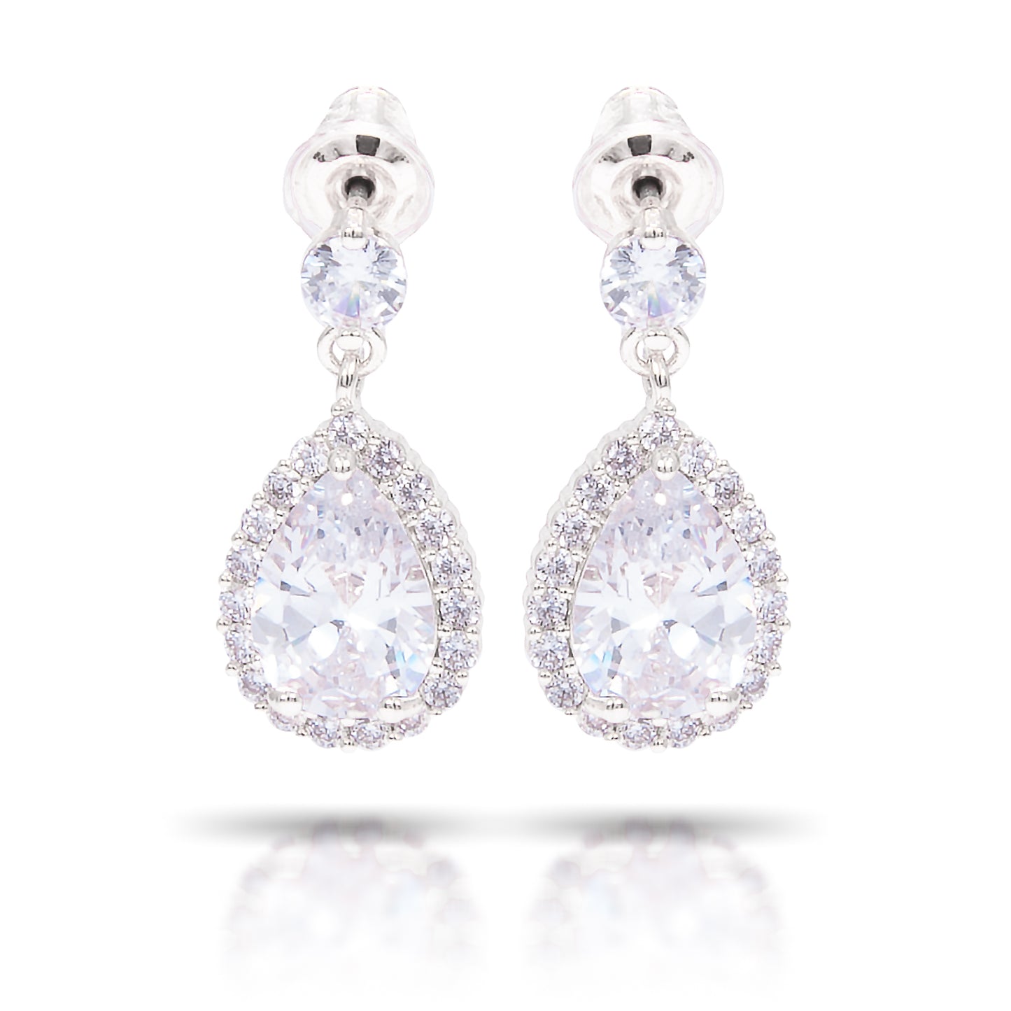 Silver Teardrop with Stud Earrings - AMANDA BLU