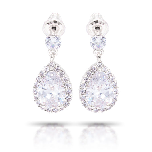 Silver Teardrop with Stud Earrings - AMANDA BLU