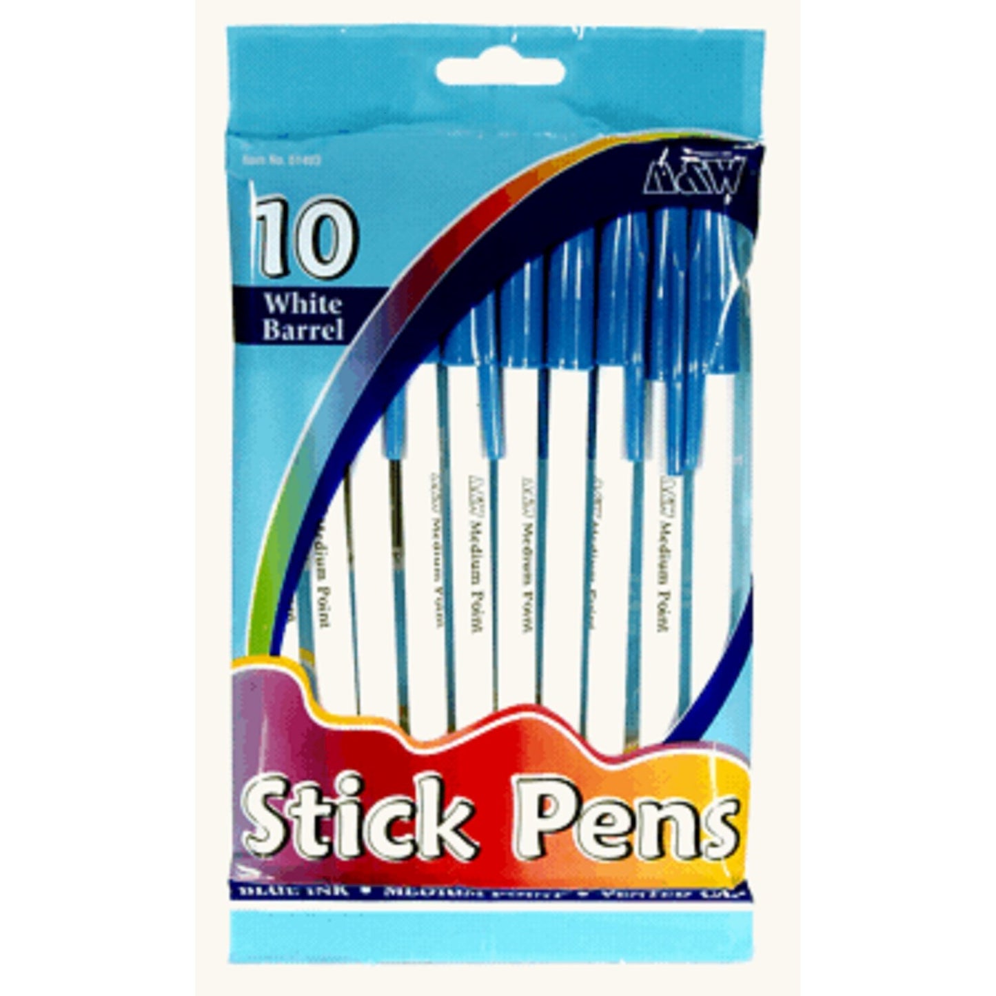 STICK PENS BLUE INK 10PK