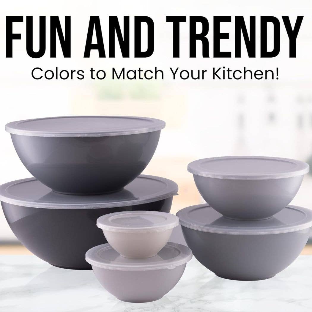 Z-MB-PL-12P-TURQ Plastic Mixing Bowls with Lids Set - 12-Piece Nesting Bowls: Turquoise Ombre