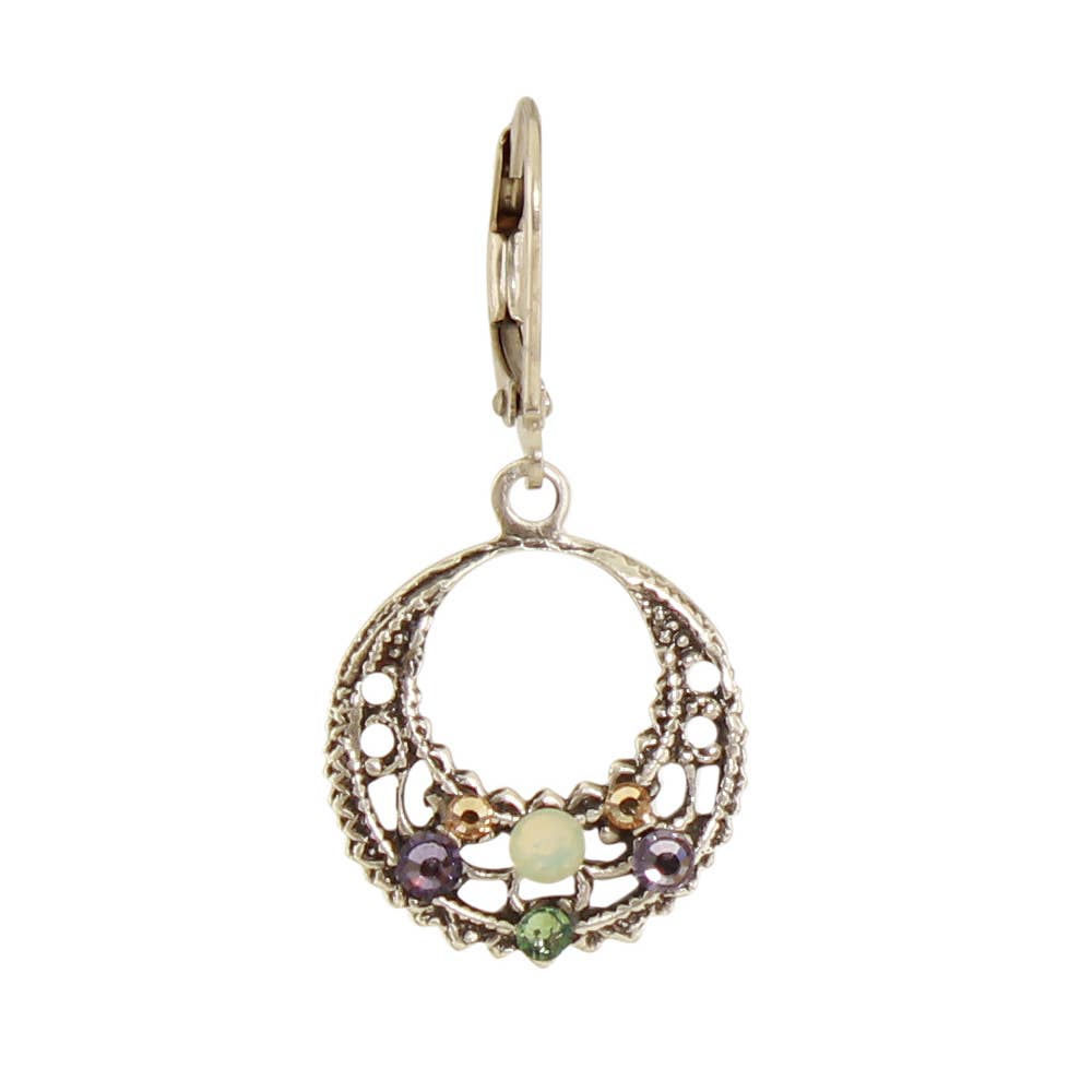 Filigree Crystal Hoop Earring: B