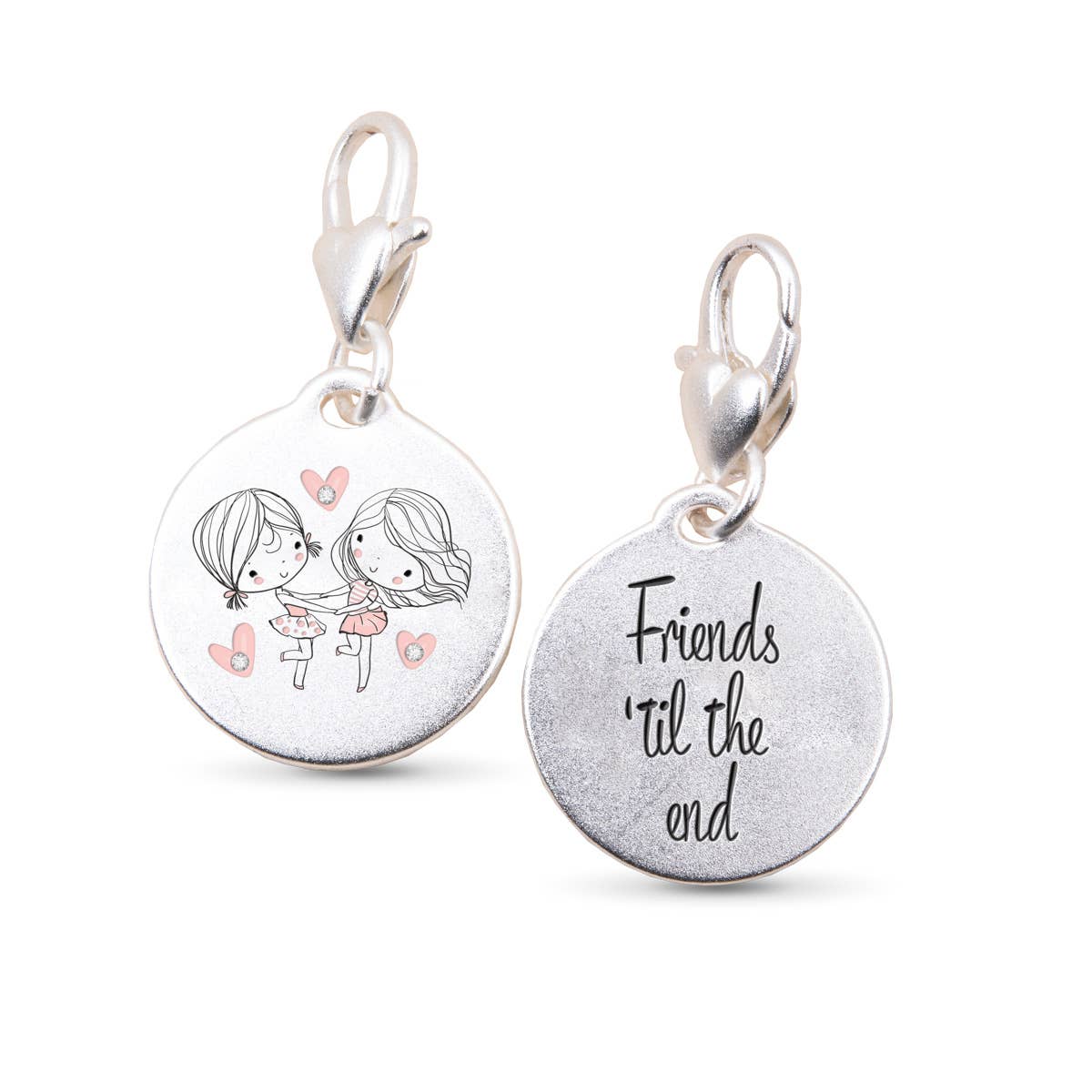 Silver 1 Tone Medallion Girls Friends Til the End