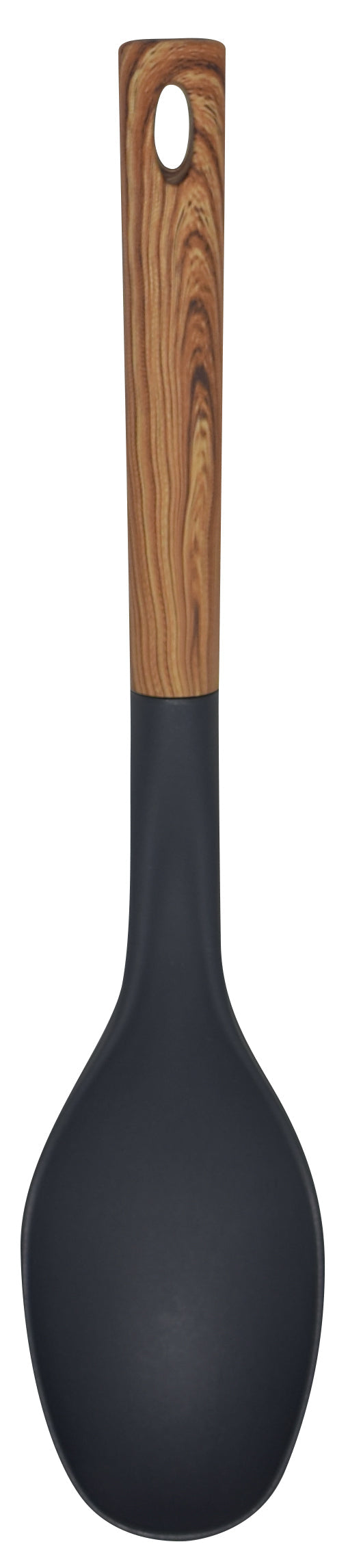 Black Spoon with Wood Like Handle, Heat Resistant