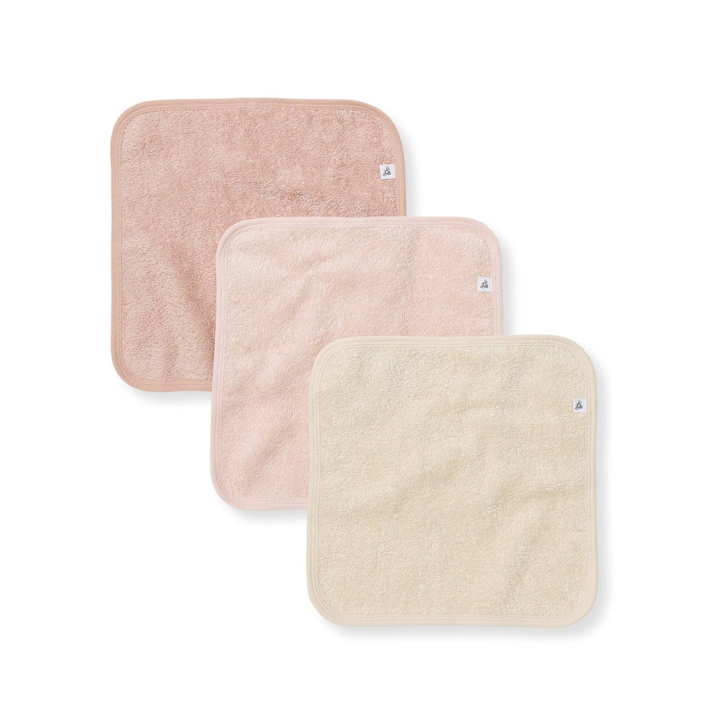 Set of 3 Solid Woven Terry Washcloths: Pink Sand / One Size