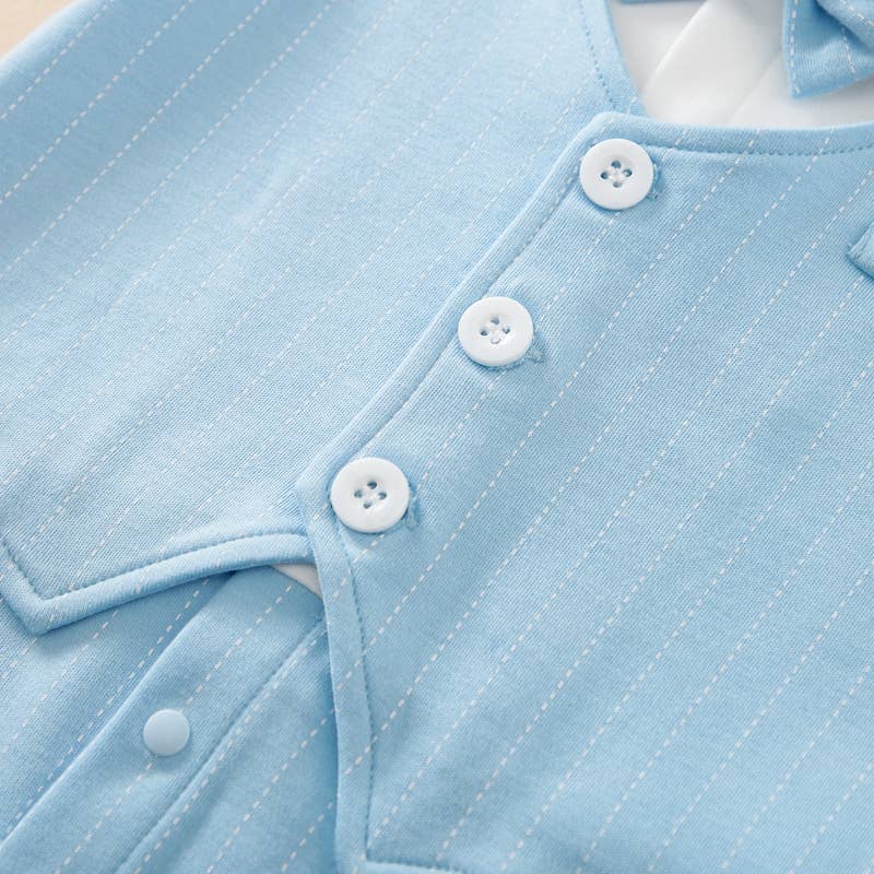 Baby Boy Gentleman Bow tie Striped Jumpsuit: Newborn / Black