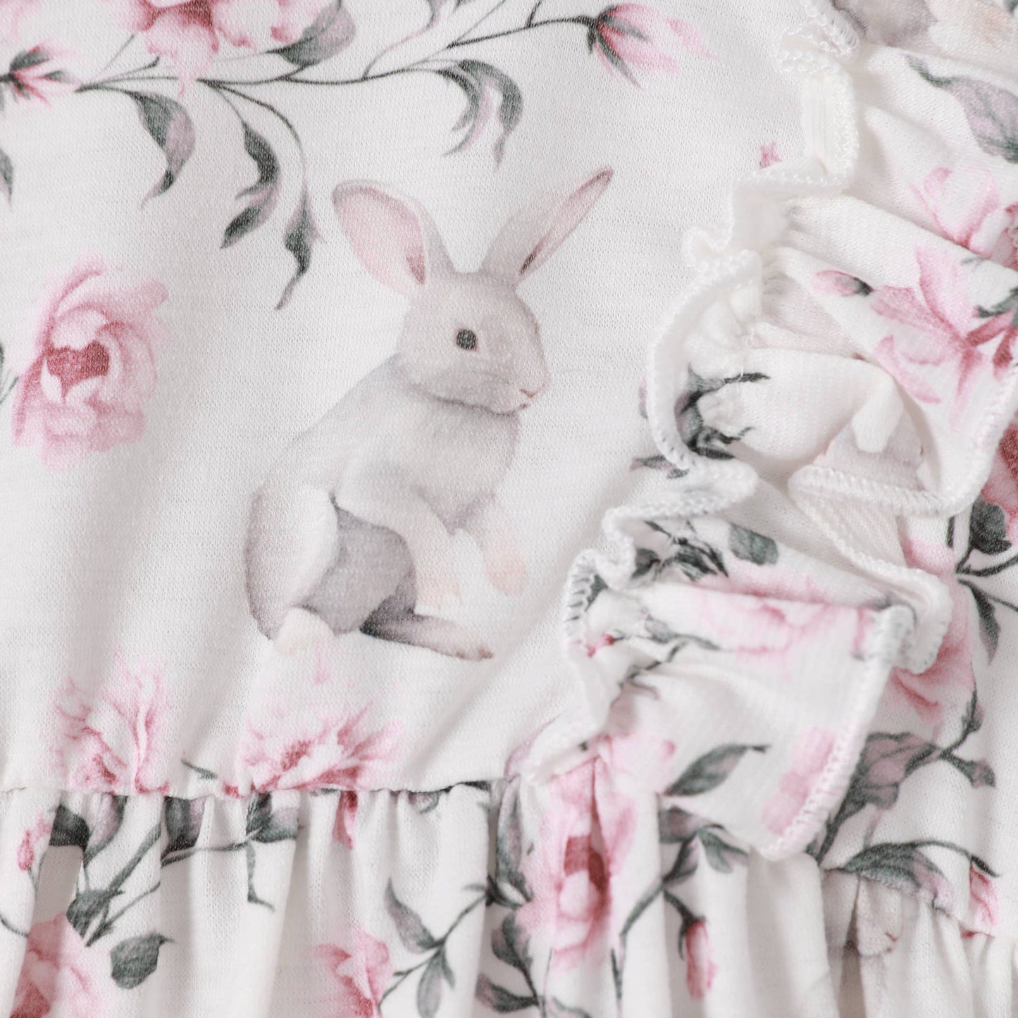 Baby Girl 2pcs Rabbit Print Pajama Romper with Headband: Pink / 6-9 Months