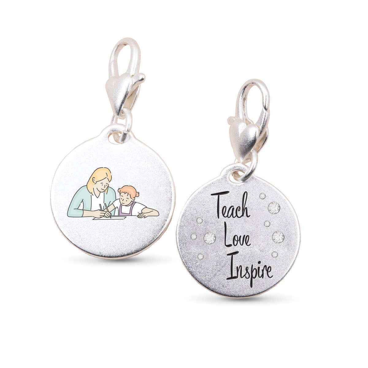 Silver 1 Tone Medallion Student Teach, Love, Inspire