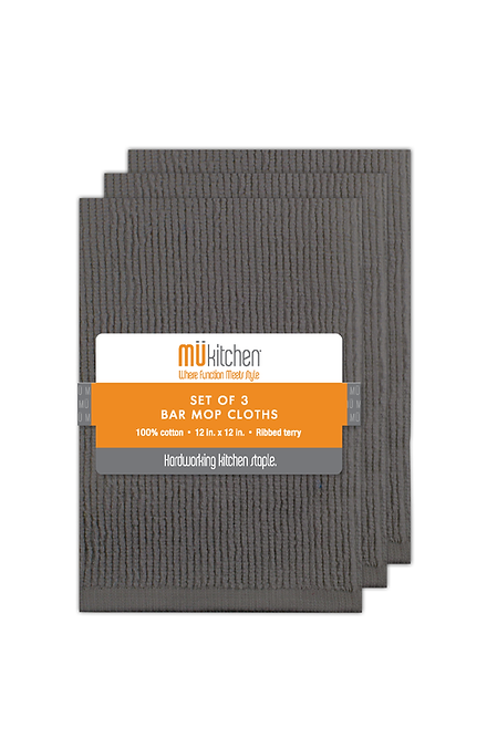 Bar Mop Terry Cloths S/3 SLATE