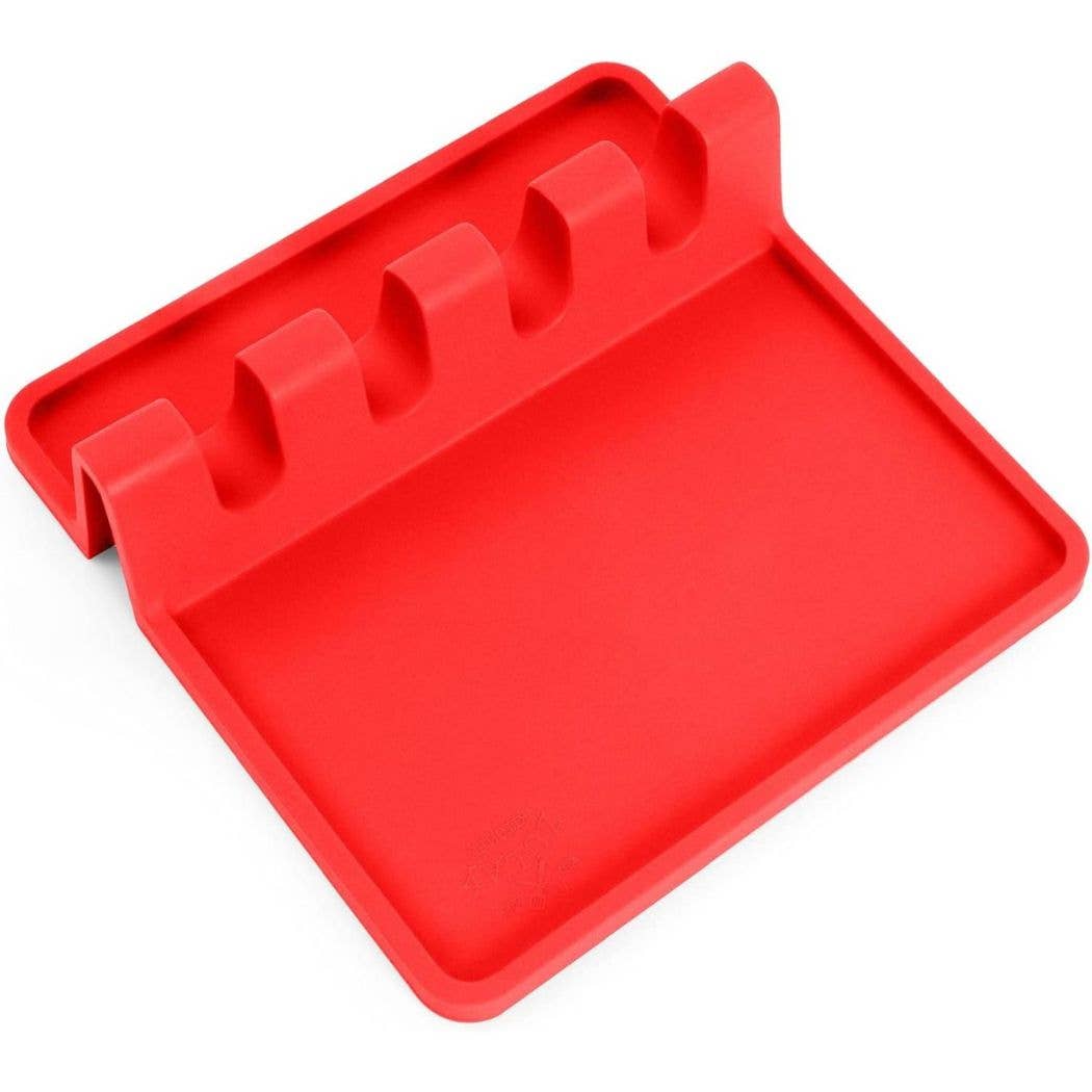 Silicone Utensil Rest with Drip Pad for Multiple Utensils: Black