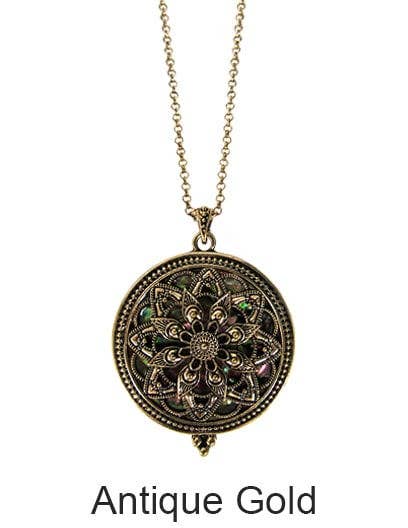 Mandala With Abalone 6 Times Magnifier Magnifying Glass: Antique Gold