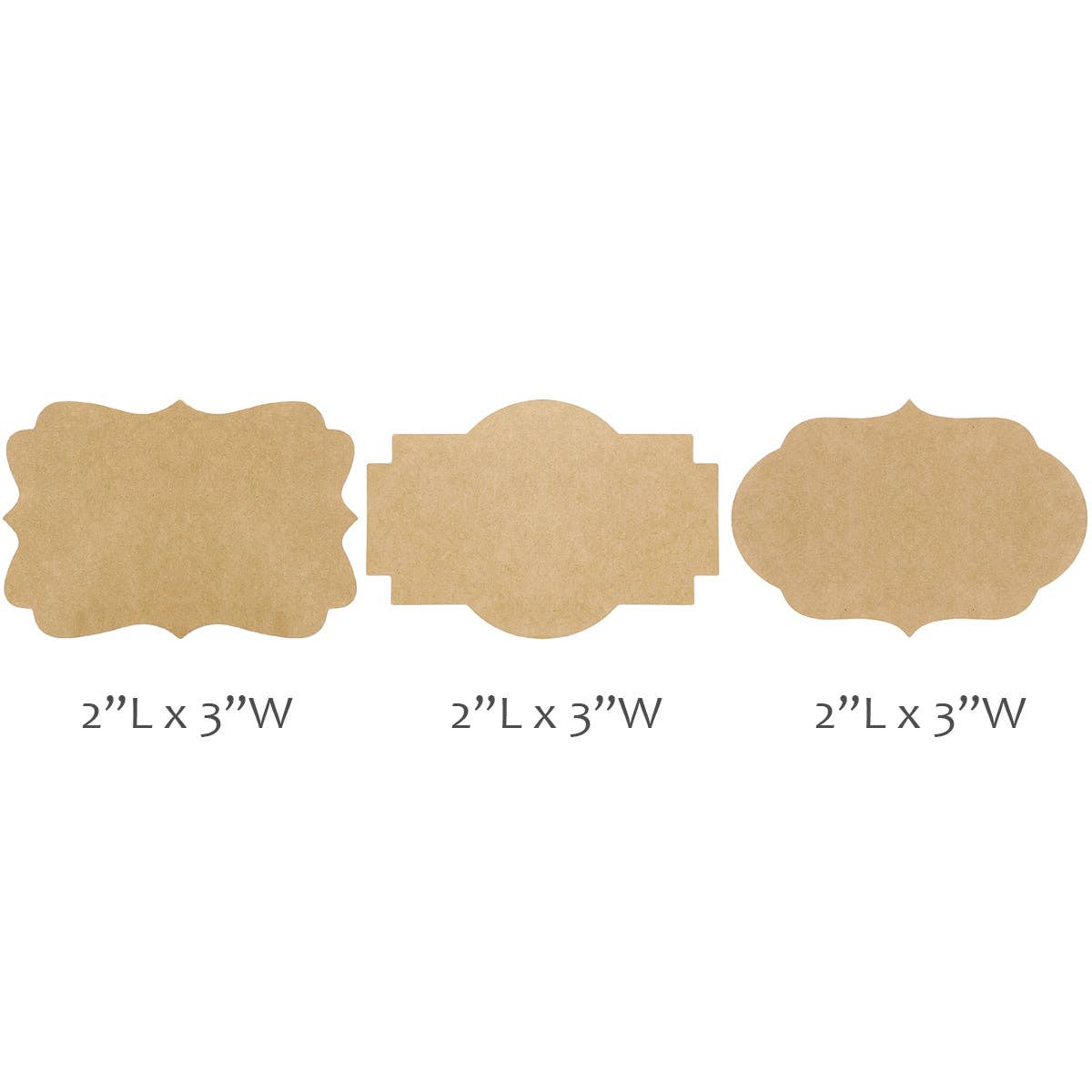 Wrapables Kraft Paper Sticker Labels for Lids, Mason Jars: (300pcs) Fancy Frame