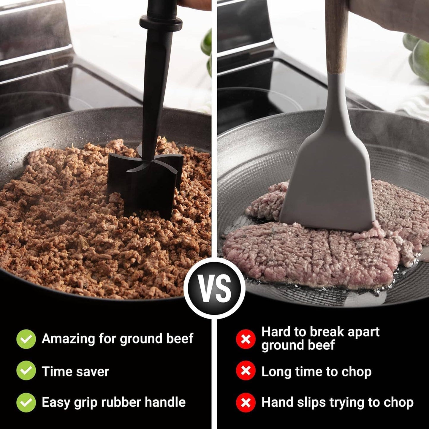 Z-MTCHP-RG-BK Premium Ground Meat Chopper Tool: Black