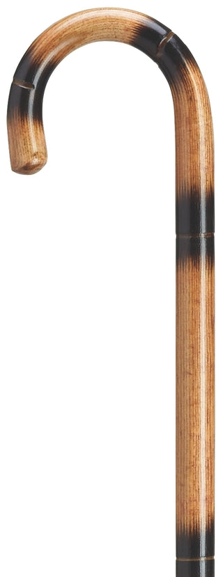 9003319 CROOK HANDLE STEPPED AND SCORCHED APPLEWOOD CANE