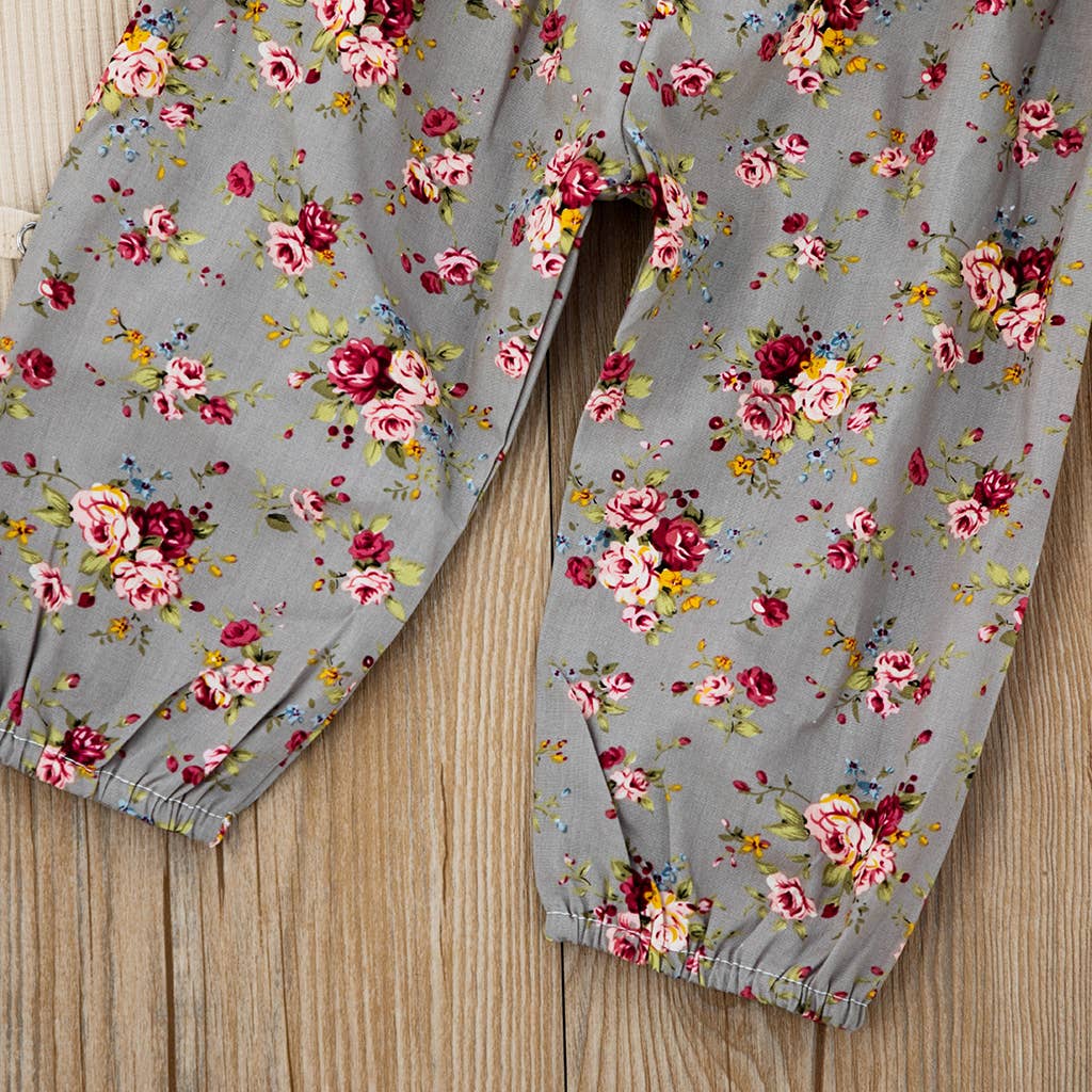 Ribbed 3pcs FloralRuffle Decor Long-sleeve Baby Set: Khaki / 12-18 Months