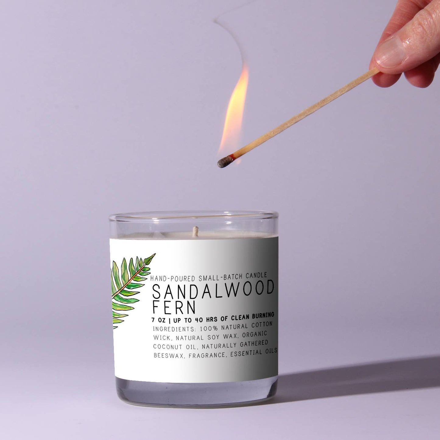 Sandalwood Fern - Just Bee Candles: 7 oz (up to 40 hrs of clean burning)