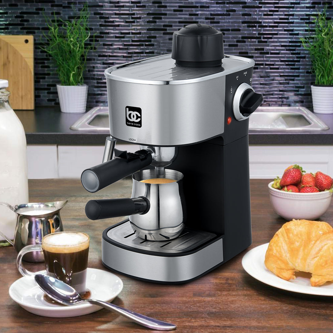 4 CUP ESPRESSO MAKER, STAINLESS STEEL CARAFE