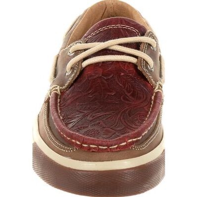WOMEN'S DURANGO® MUSIC CITY™RED WESTERN EMBOSSED BOAT MOC