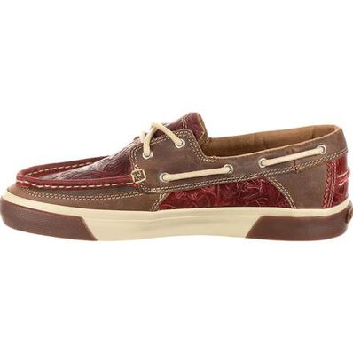 WOMEN'S DURANGO® MUSIC CITY™RED WESTERN EMBOSSED BOAT MOC