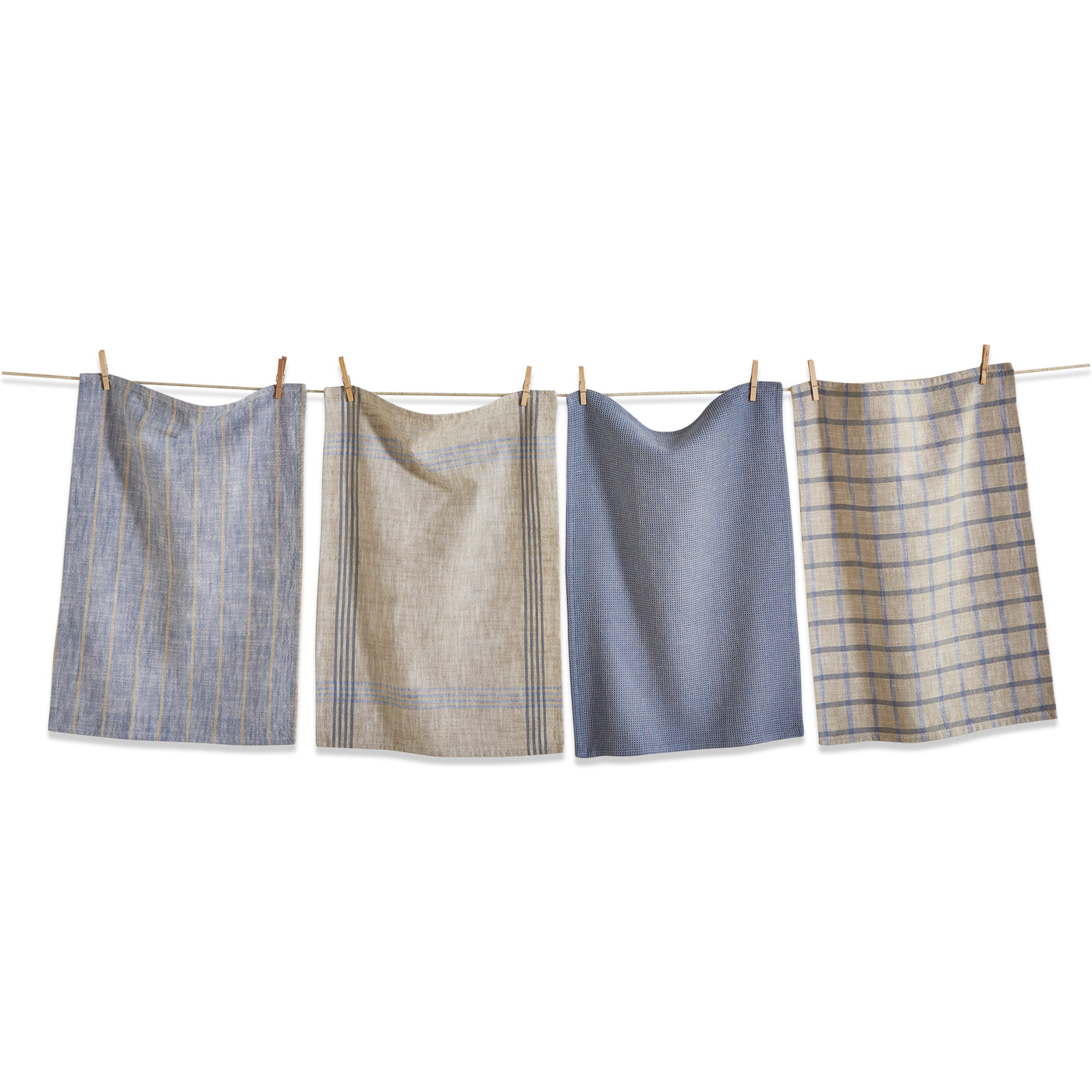 Canyon Woven Dishtowel Set Of 4, Blue Denim/Beige
