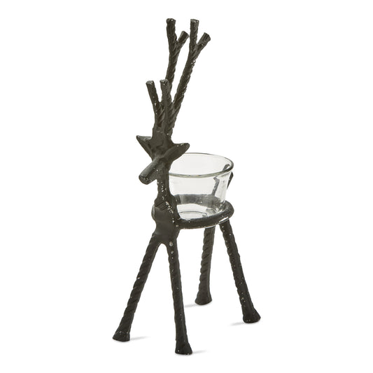 Rustic Reindeer Tealight Holder Short