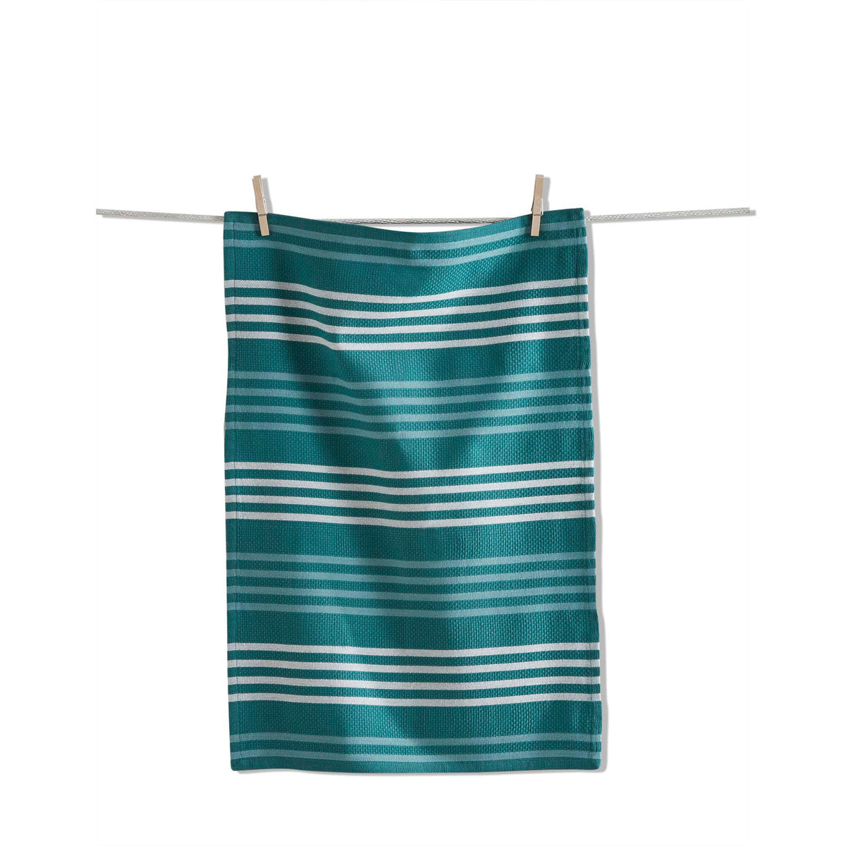 Basket Weave Stripe Dishtowel Teal