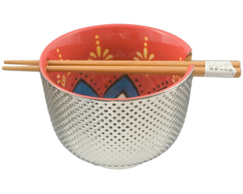 5"D x 3.75"H BOWL W/ CHOPSTICK-SILVER