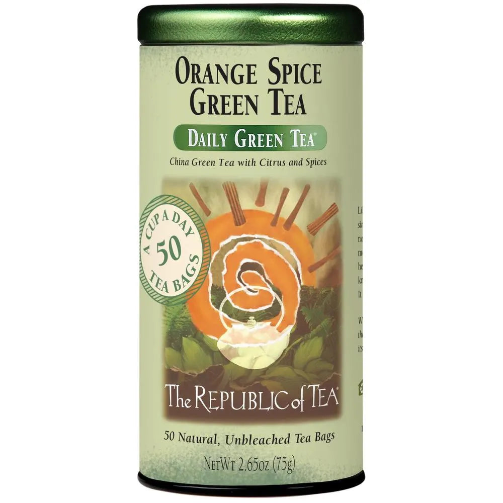 ORANGE SPICE GREEN 50 TEA BAGS TIN
